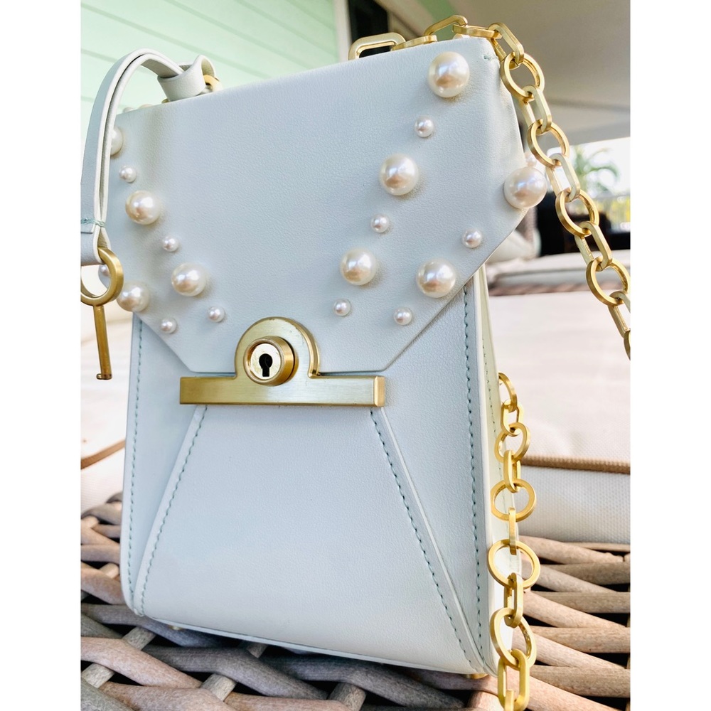 ZAC Zac Posen Amelia Embellished Leather Phone Crossbody Bag EUC - Picture 6 of 17